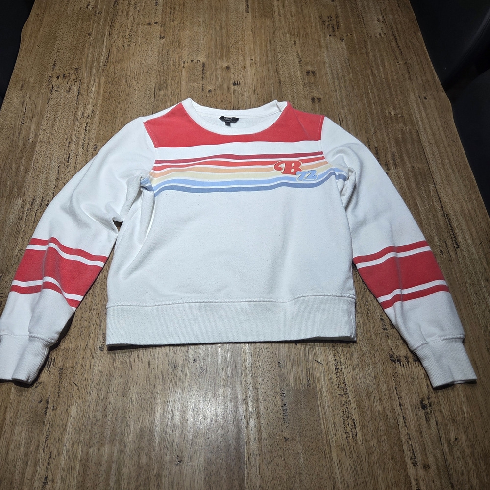 Buffalo David Bitton White Sweater with Red and Blue Stripes